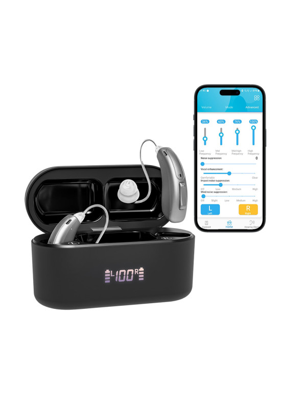 HiSound 5118 rechargeable digital hearing aids, Bluetooth connection, app frequencies adjustment