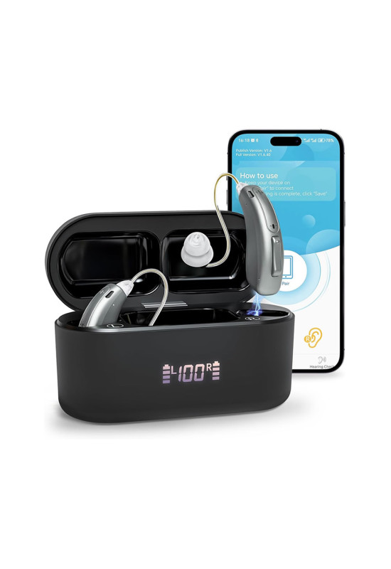 HiSound 5118 rechargeable digital hearing aids, Bluetooth connection, app frequencies adjustment