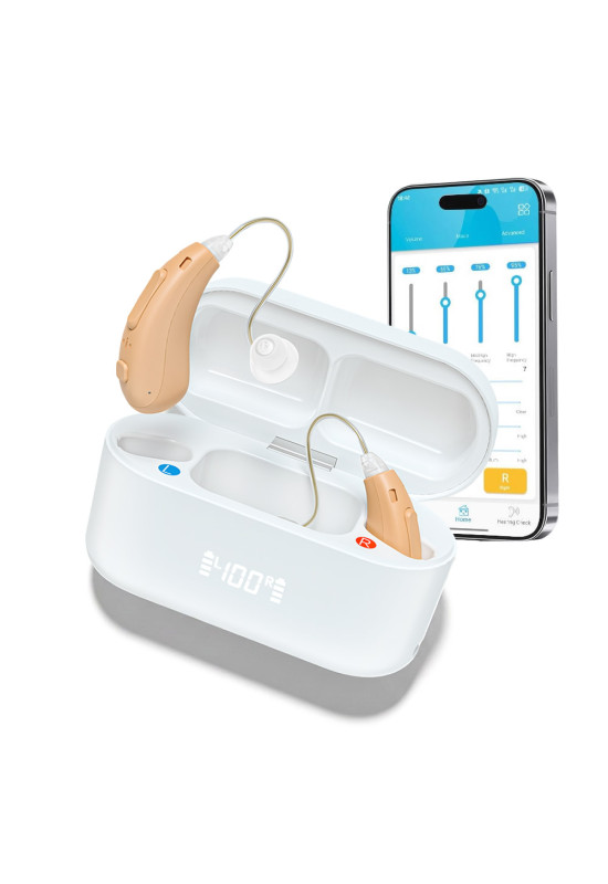 HiSound 5120 rechargeable digital hearing aids, Bluetooth connection, app frequencies adjustment