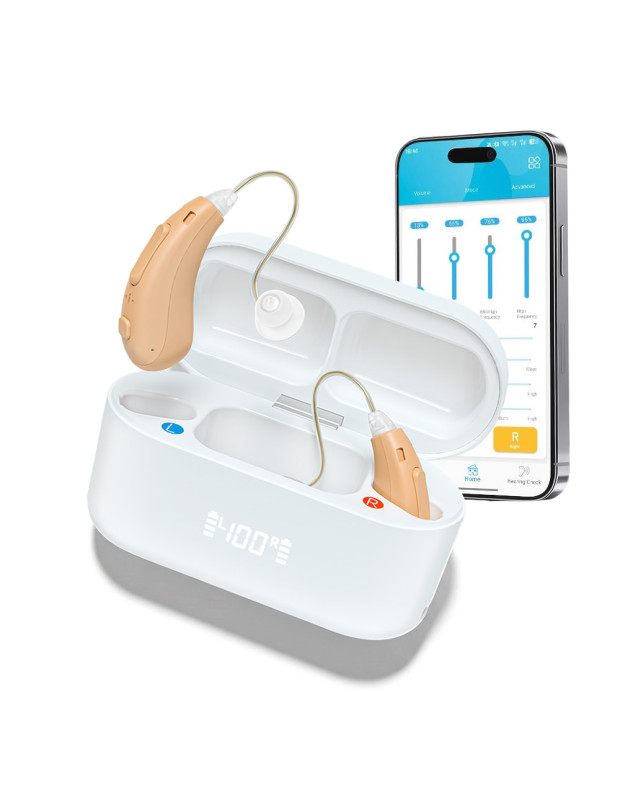 HiSound 5120 rechargeable digital hearing aids, Bluetooth connection, app frequencies adjustment