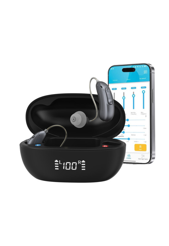 HiSound 5122 rechargeable digital hearing aids, Bluetooth connection, app frequencies adjustment