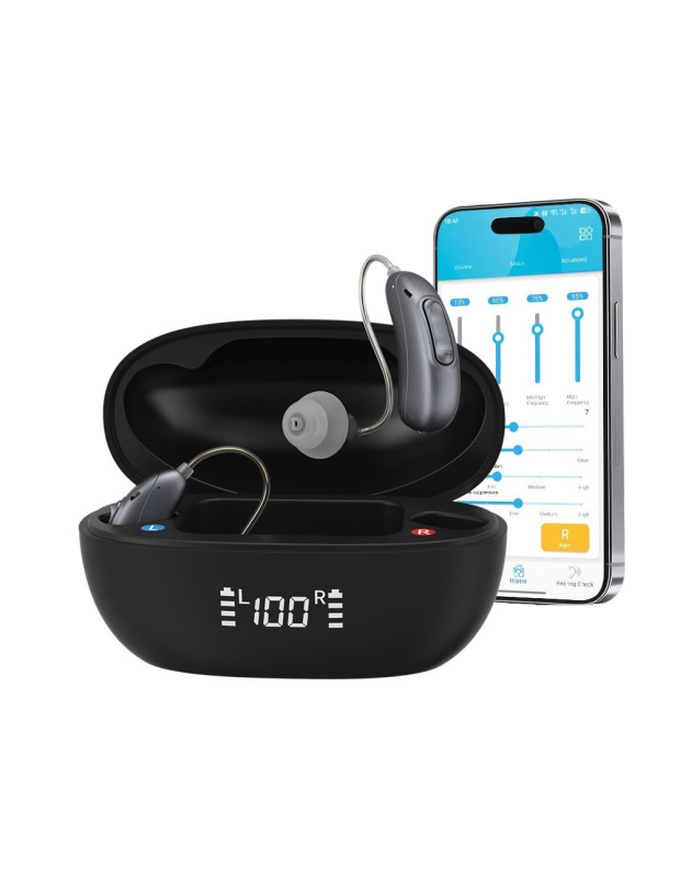 HiSound 5122 rechargeable digital hearing aids, Bluetooth connection, app frequencies adjustment
