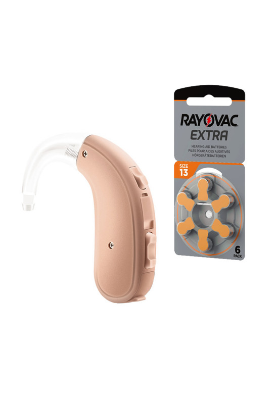 HiSound D-18 programmable digital hearing aid with battery pack