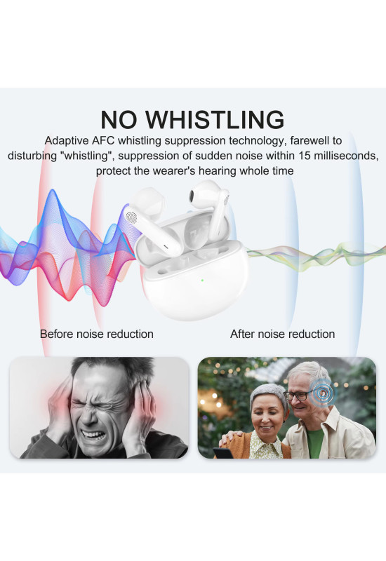 HiSound P18 rechargeable digital hearing aids, with anti-whistle filter, Bluetooth connection, app control