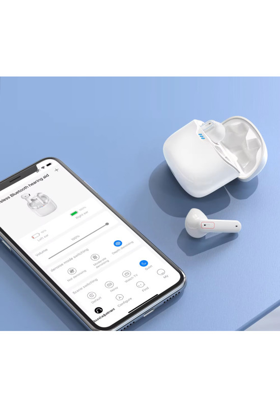 HiSound P18 rechargeable digital hearing aids, with anti-whistle filter, Bluetooth connection, app control