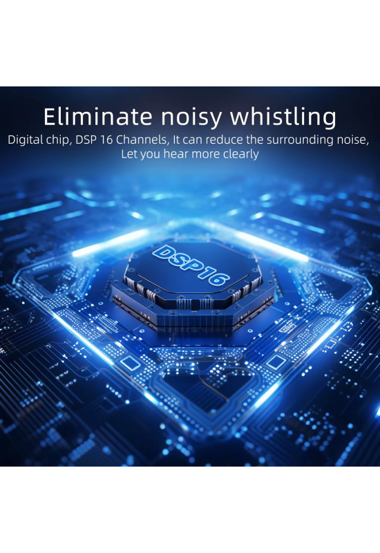 HiSound P18 rechargeable digital hearing aids, with anti-whistle filter, Bluetooth connection, app control